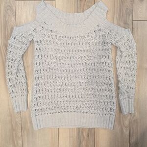 Donna Karan Off-the-Shoulder Sweater in a Light Gray